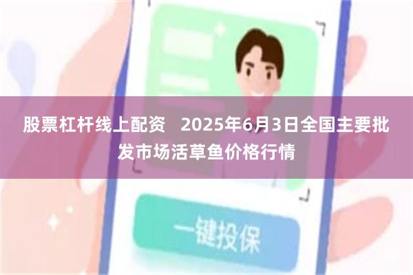 股票杠杆线上配资   2025年6月3日全国主要批发市场活草鱼价格行情